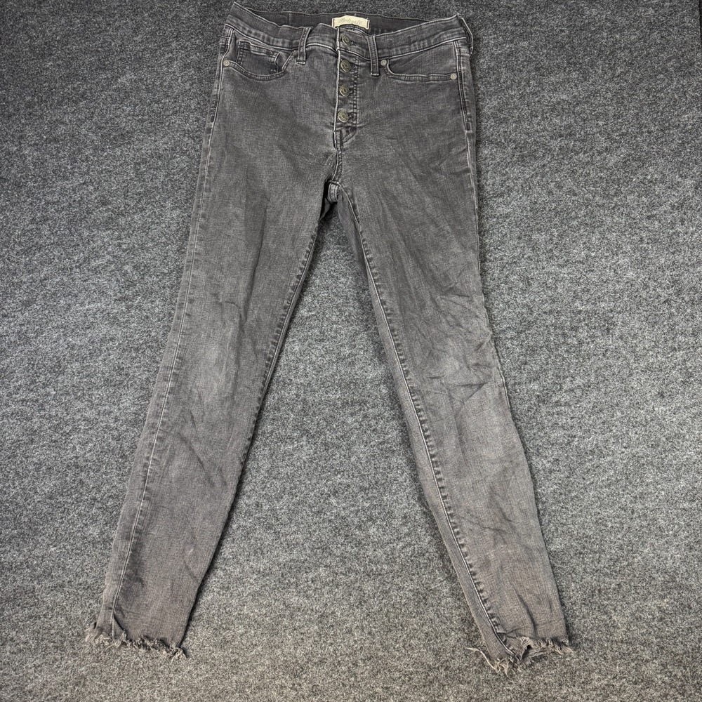 Madewell Mid Rise Skinny Jeans Womens 29 Gray Denim Cotton Streetwear Frayed Hem
